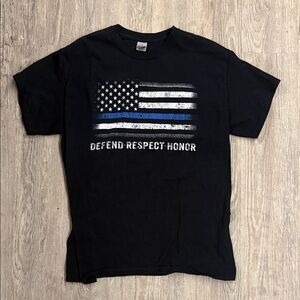 Gildan Black T-Shirt with Blue Stripe Graphic